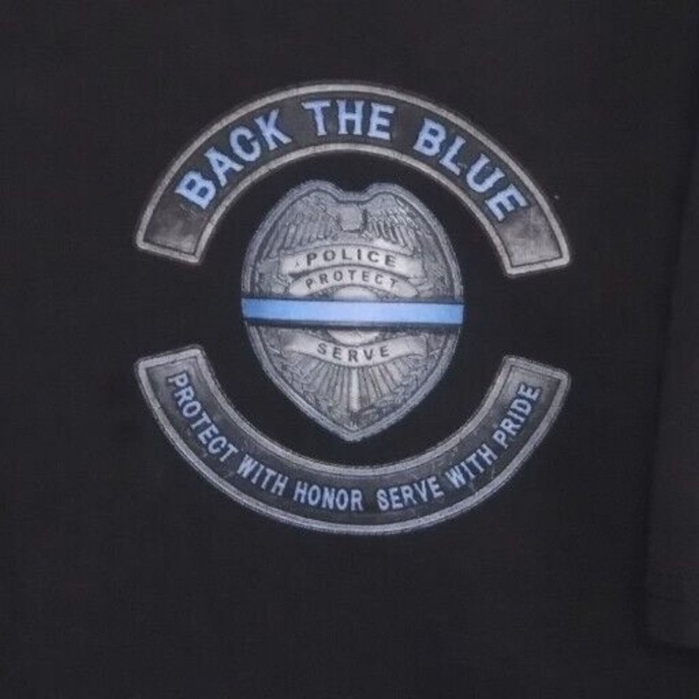 Back The Blue Protect With Honor Serve W/ Pride USA Police Men's T Shirt Size XL - Picture 3 of 8